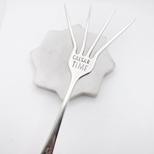 Caesar Time, Caesar Cocktail Fork, Bloody Mary Garnish Fork, Hand Stamped Vintage Fork Forks callistafaye   