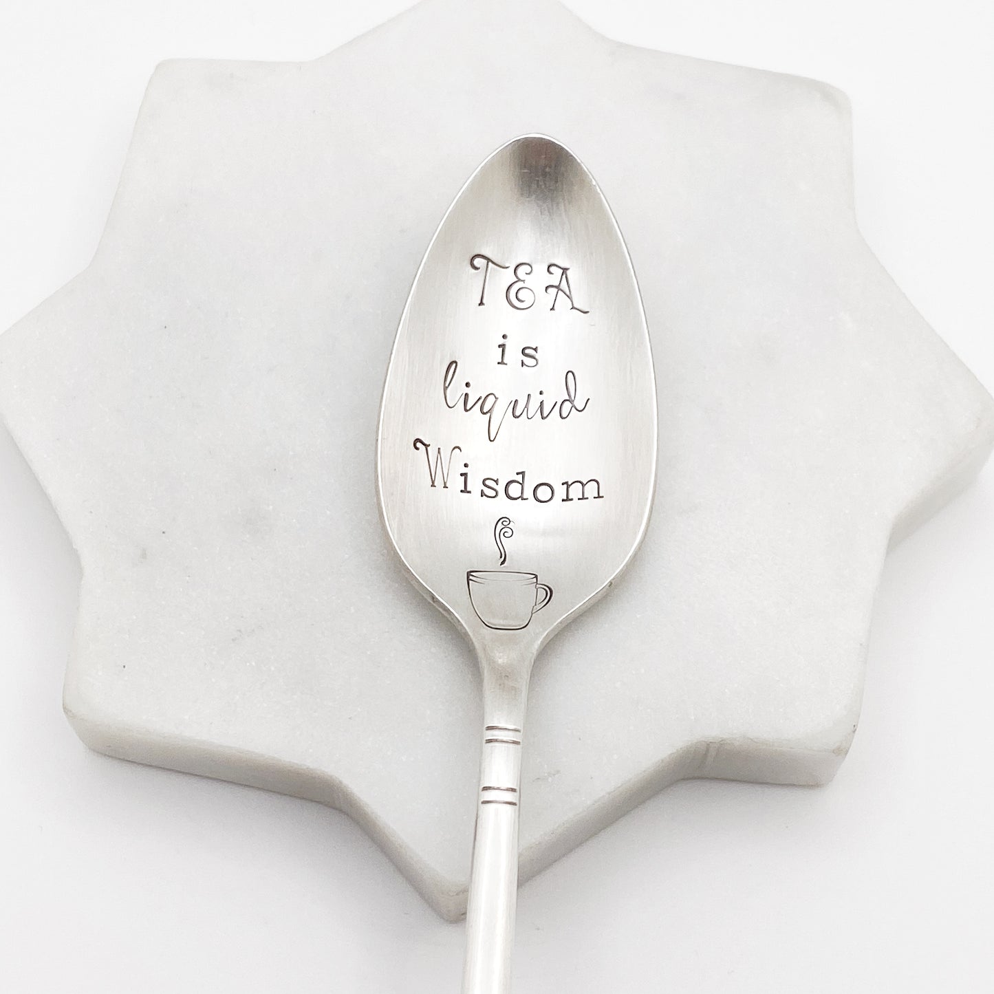 Tea is Liquid Wisdom, Hand Stamped Vintage Spoon Spoons callistafaye   