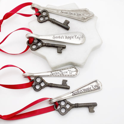 Santa's Magic Key, Hand Stamped Vintage Spoon Ornament Ornaments callistafaye   