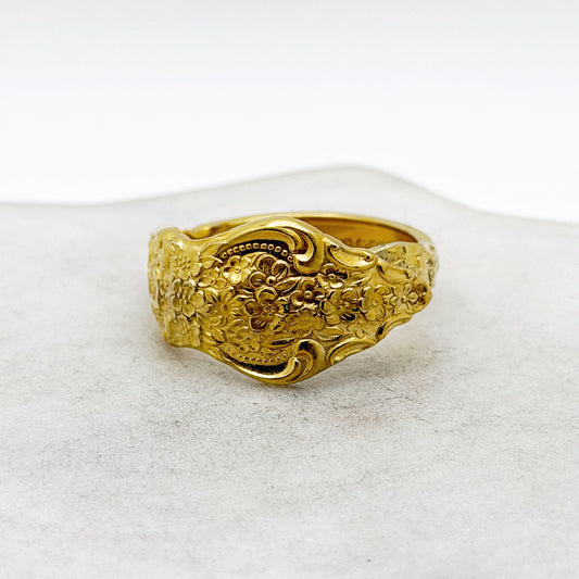 Tiny Golden Renaissance 1971, Size 10, RARE Demi Spoon Ring, Vintage Spoon Ring Rings callistafaye
