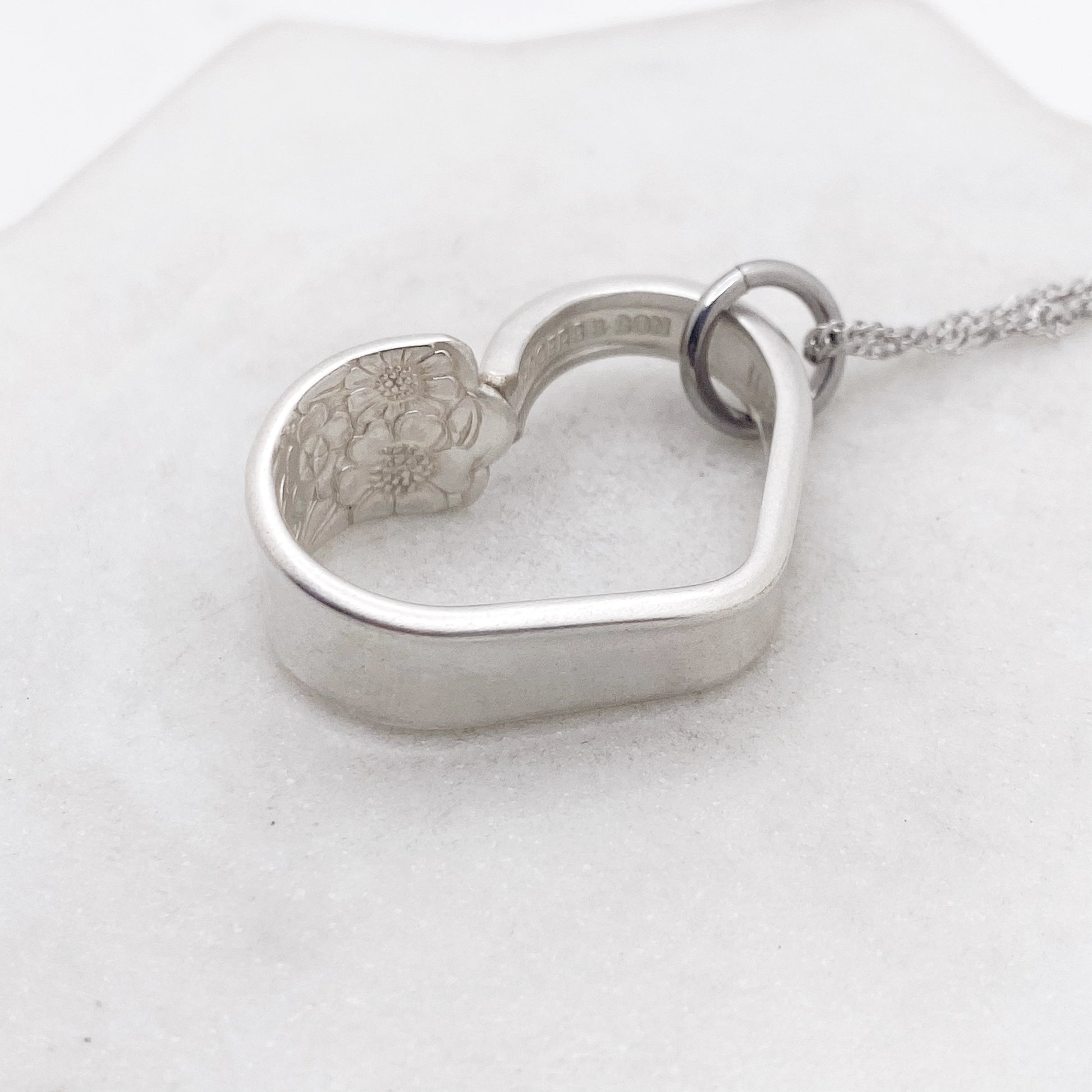 April 1950, RARE Small Floating Heart, Vintage Spoon Jewelry Hearts callistafaye