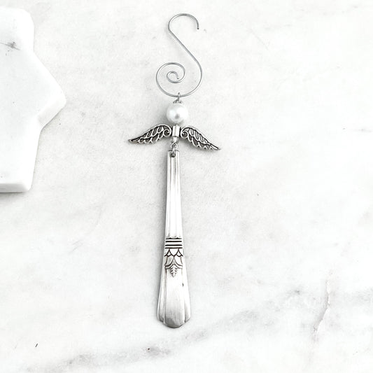 Angel Ornament h, Hand Stamped Vintage Spoon Ornament