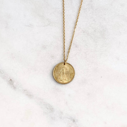 The Sower, French Ten Cent Euro Coin Pendant, Good Luck Charm, Reclaimed Coin Statement Necklace Necklaces callistafaye   