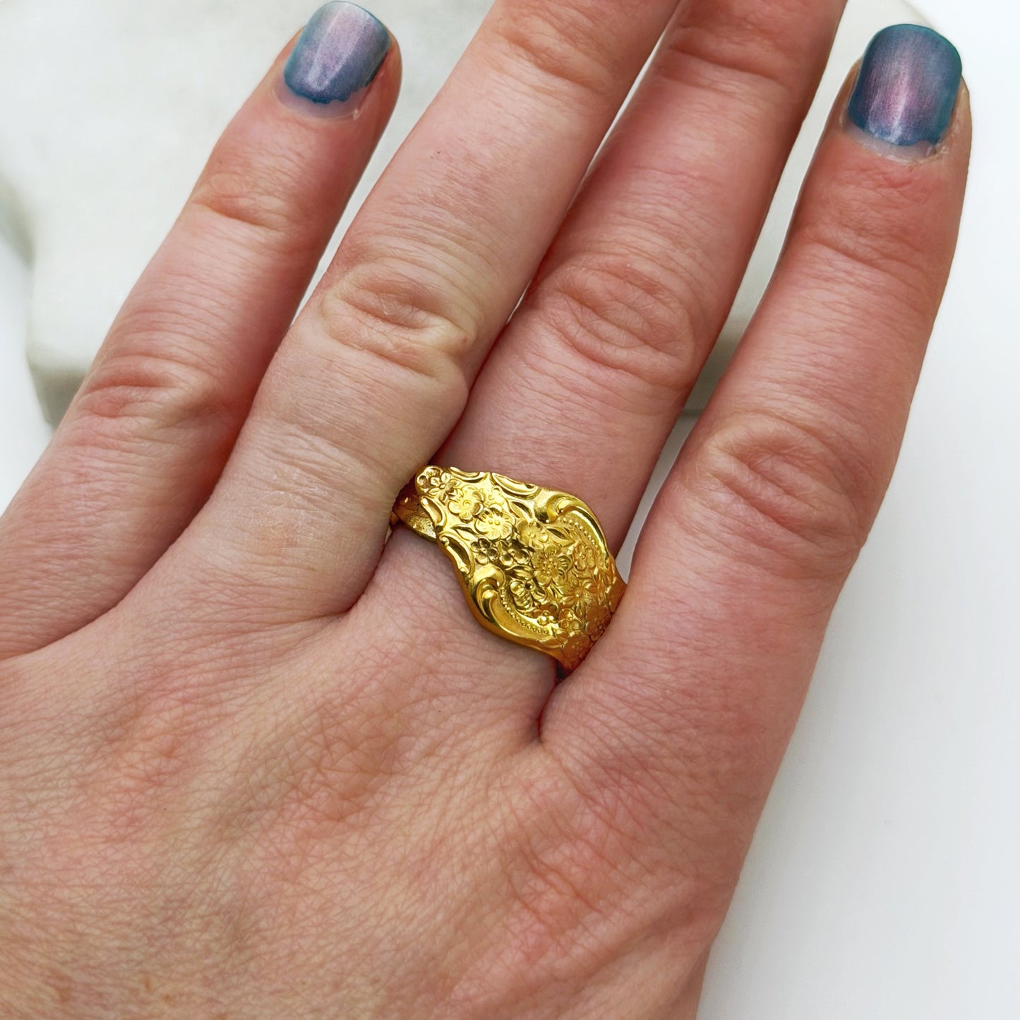 Tiny Golden Renaissance 1971, Size 10, RARE Demi Spoon Ring, Vintage Spoon Ring Rings callistafaye