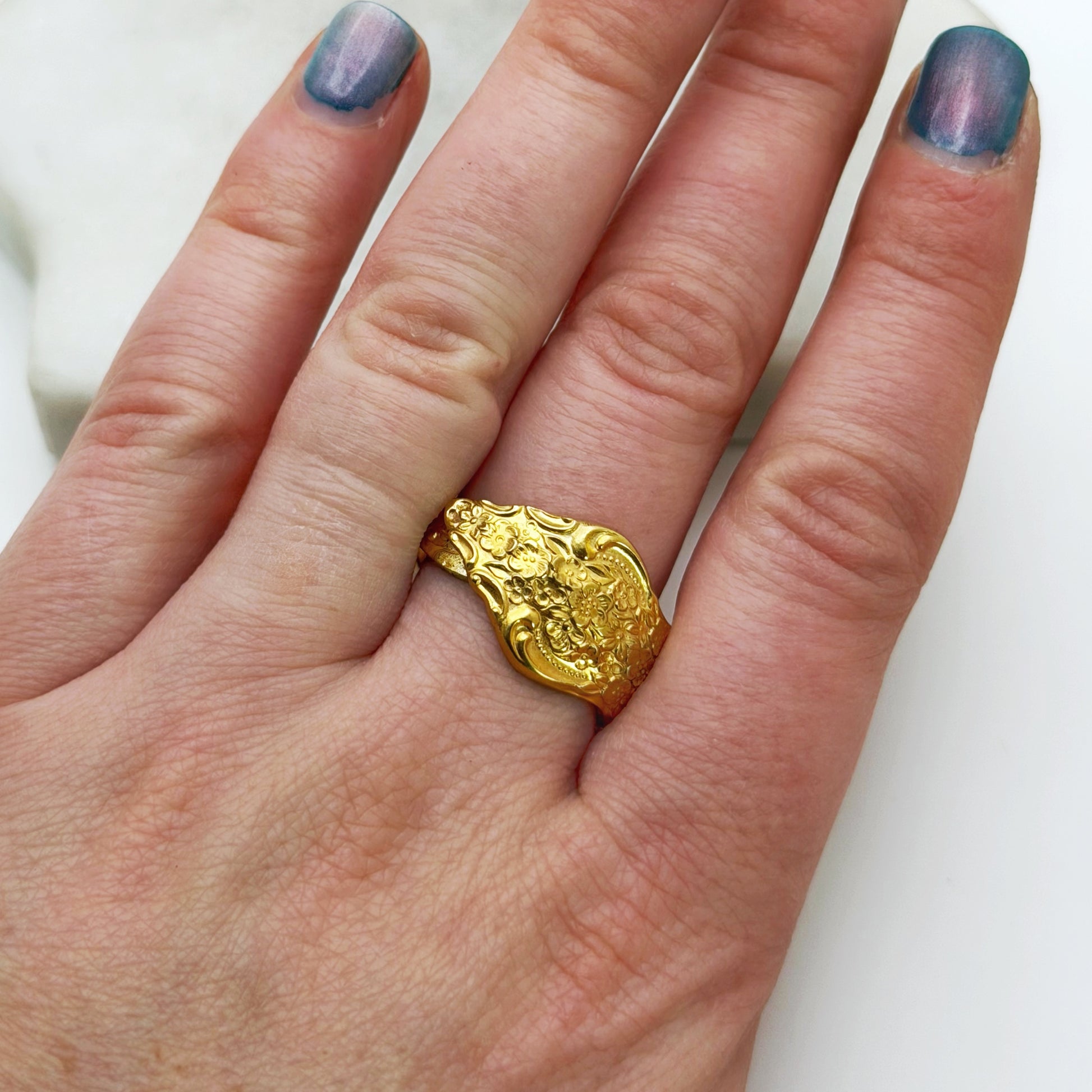 Tiny Golden Renaissance 1971, Size 10, RARE Demi Spoon Ring, Vintage Spoon Ring Rings callistafaye