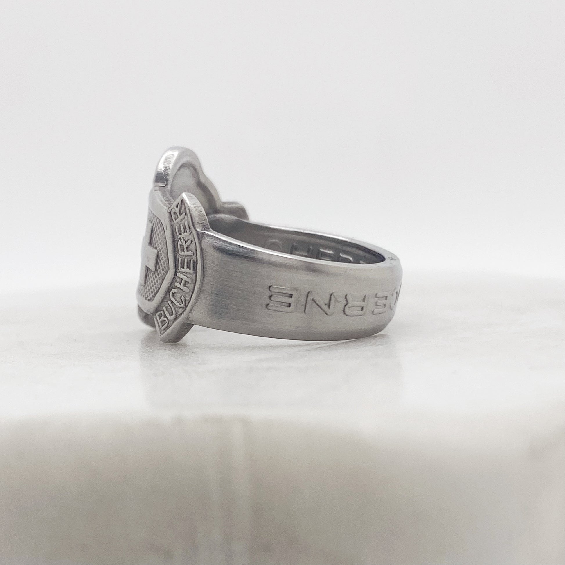 Rolex Spoon Ring, Custom Size, Swiss Cross, Lucerne, RARE Vintage Souvenir Spoon Ring, Stainless Steel Spoon Ring, Reclaimed Collector's Spoon Ring Rings callistafaye