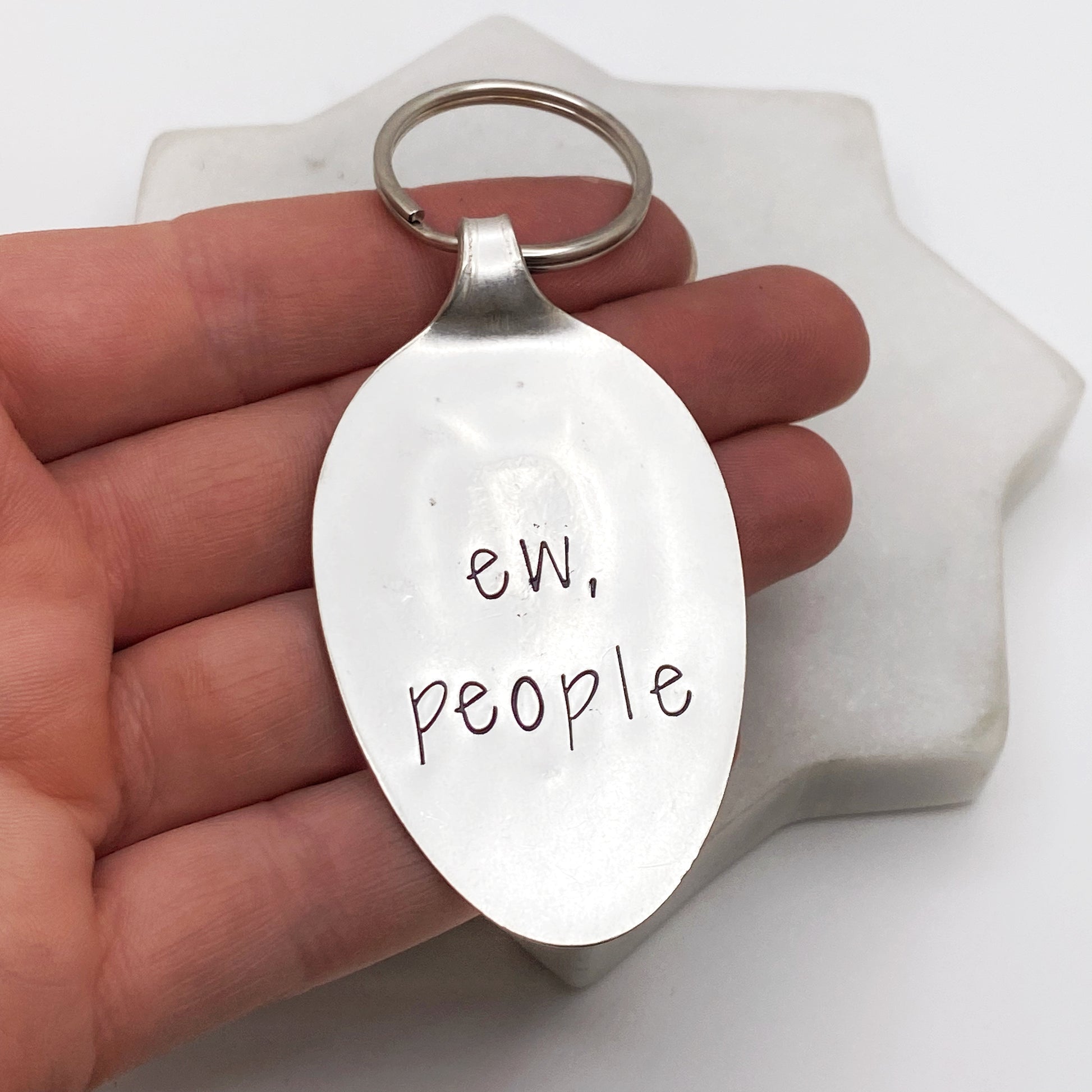 Ew People, Hand Stamped Vintage Spoon Keychain Keychains callistafaye   