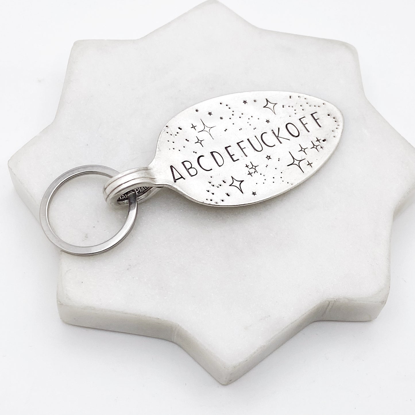 ABCDEFUCKOFF, Hand Stamped Vintage Spoon Keychain Keychains callistafaye