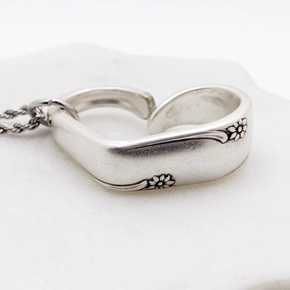 Silver Flower 1960, RARE Floating Heart, Vintage Spoon Jewelry Hearts callistafaye   