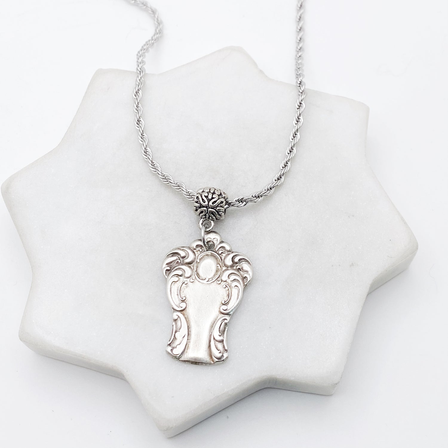 Oxford 1901, Reclaimed Spoon Handle Pendant, Antique Silver Necklace Necklaces callistafaye