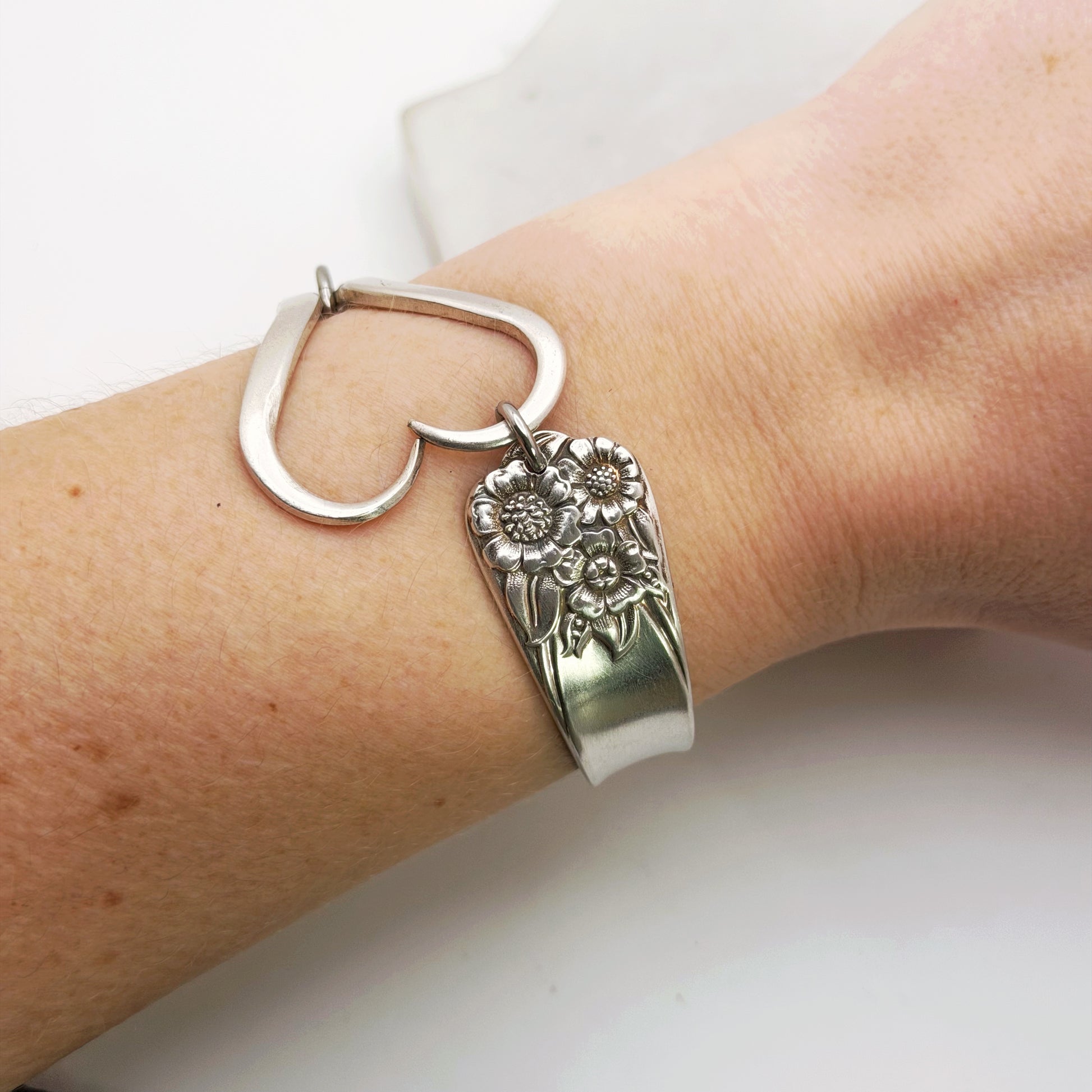 April 1950, RARE Curly Fork Heart Bracelet, Vintage Spoon Handle, Vintage Fork Bracelet Bracelets callistafaye