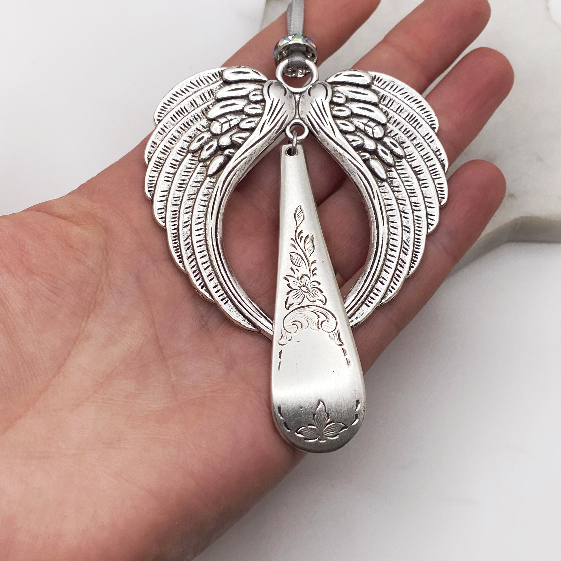 Large Angel Ornament, Queen Mary 1940, Hand Stamped Vintage Spoon Ornament Ornaments callistafaye   