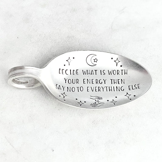 Decide What is Worth Your Energy Then Say No to Everything Else, Trinket Dish, Vintage Spoon Decor Trinket Dish callistafaye   