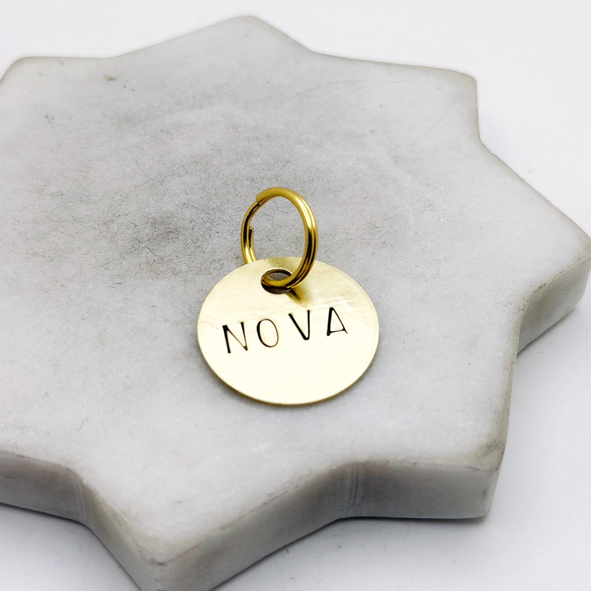 Custom Dog Tag, Personalized Cat ID, Hand Stamped Brass Pet Name Tag Keychain Keychains callistafaye