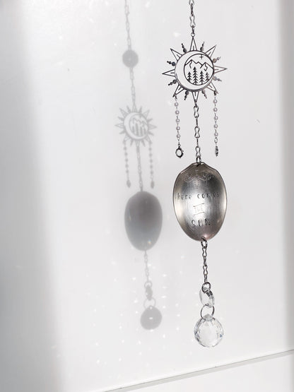 Here Comes the Sun - Sun Catcher, Medium Sun Catcher Crystal, Vintage Silverware Window Ornament Suncatcher callistafaye