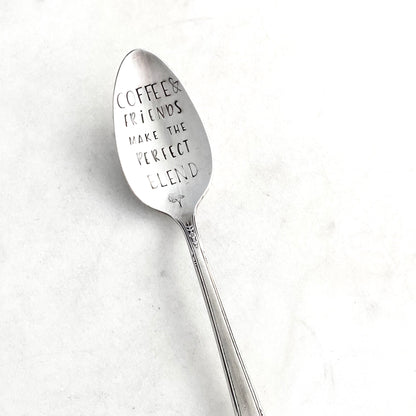 Coffee & Friends Make the Perfect Blend, Hand Stamped Vintage Spoon Spoons callistafaye   