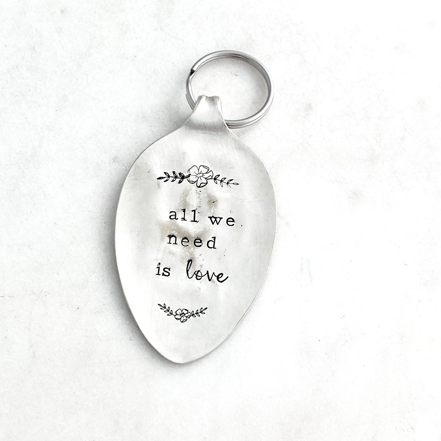 All We Need is Love, Hand Stamped Vintage Spoon Keychain Keychains callistafaye   