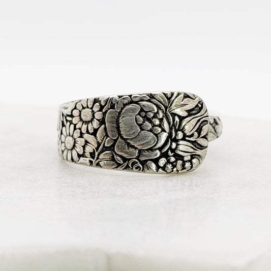 Tiny Embossed 1882, Custom Size, RARE Antique Demi Spoon Ring, Antique Spoon Ring Rings callistafaye