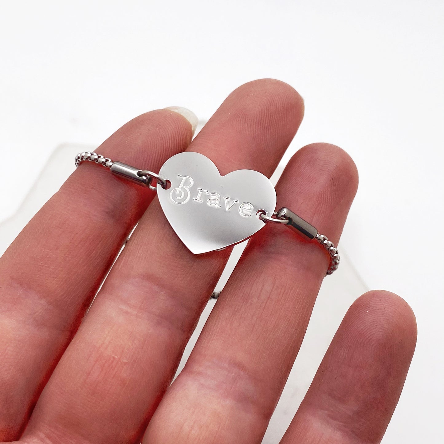 Brave, Adjustable Heart Bracelet, Stainless Steel Bracelet Bracelets callistafaye