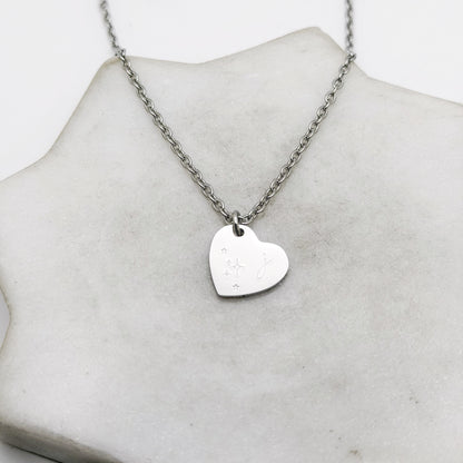 Custom Initial Petite Heart Pendant, Hand Stamped Heart Necklace, Personalized