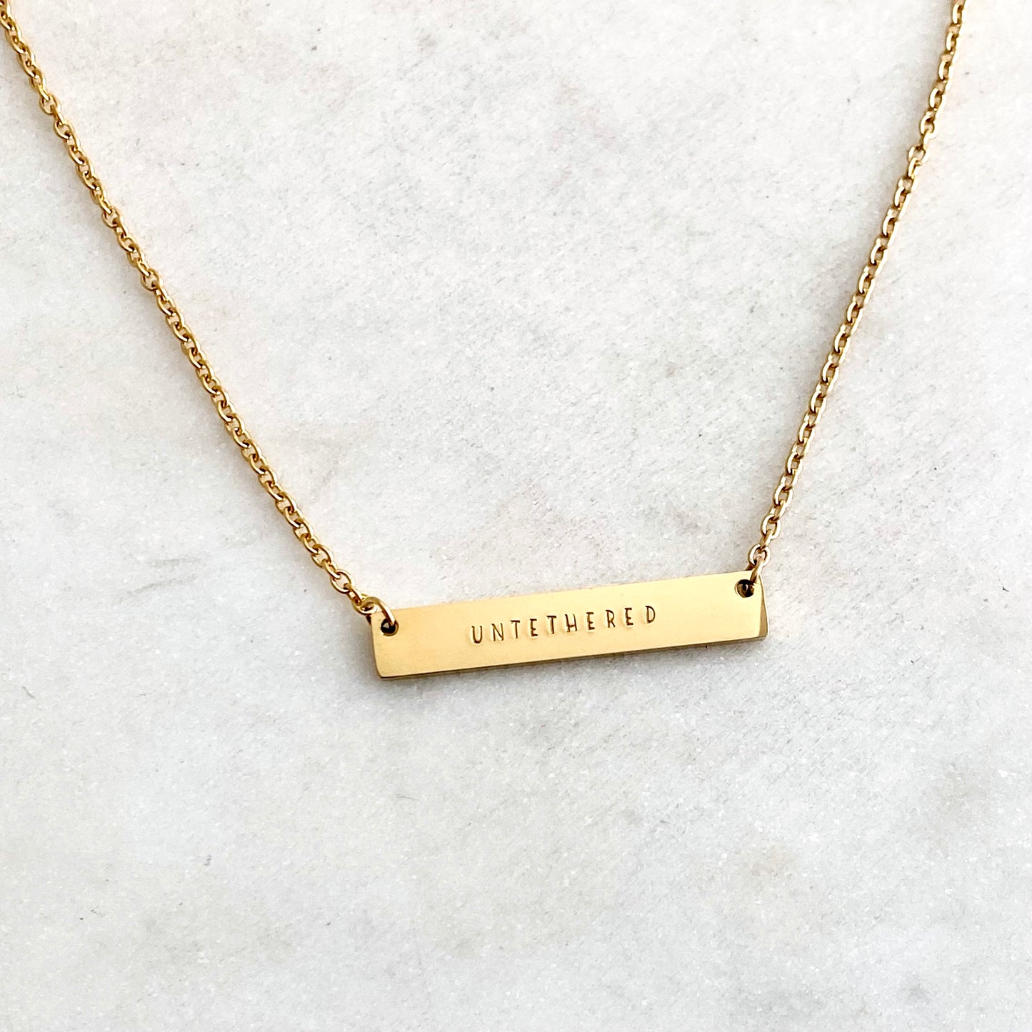 Untethered, Hand Stamped Bar Affirmation Necklace Necklaces callistafaye   