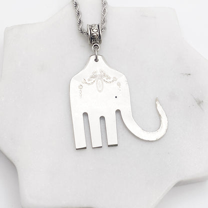 Elefork Necklace, Elephant Fork Pendant, Vintage Silverware Jewelry Necklaces callistafaye a  