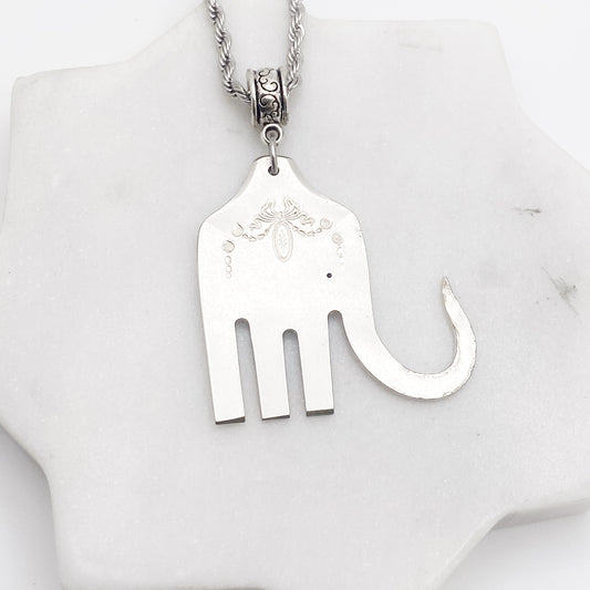 Elefork Necklace, Elephant Fork Pendant, Vintage Silverware Jewelry Necklaces callistafaye a  