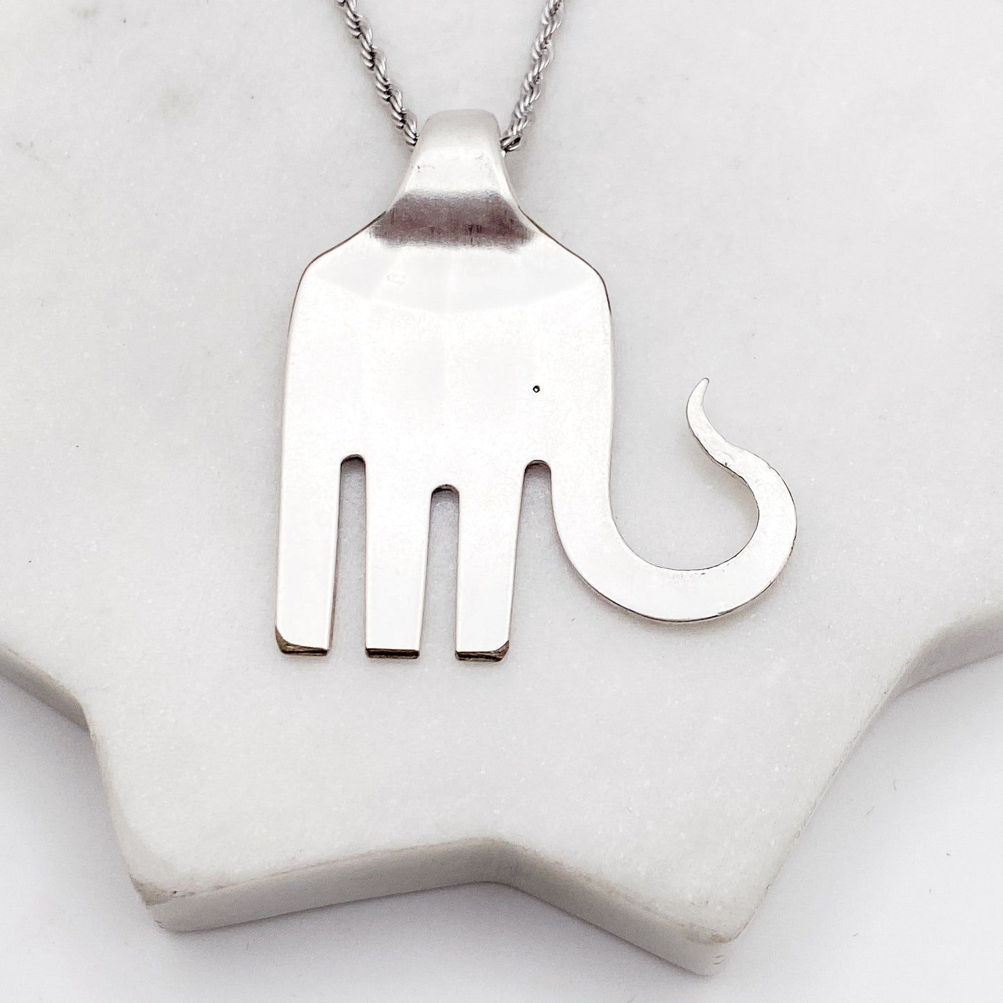 Elefork Necklace, Elephant Fork Pendant, Vintage Silverware Jewelry Necklaces callistafaye   