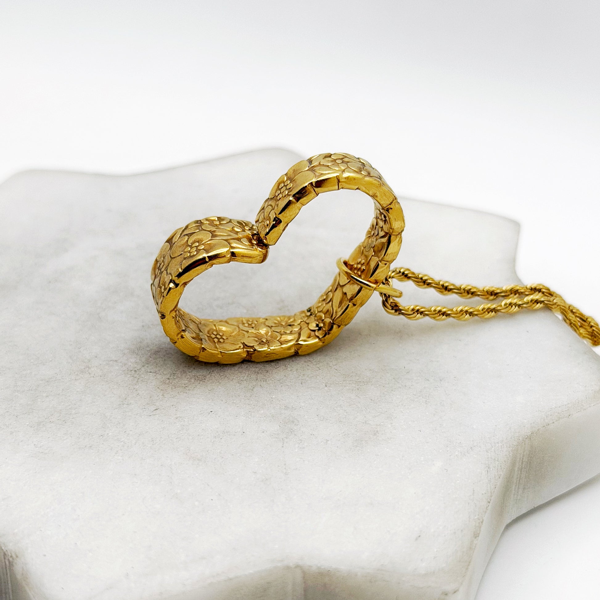 Golden Love Precious Flower 1970, ULTRA RARE Small Floating Heart, Vintage Spoon Jewelry Hearts callistafaye