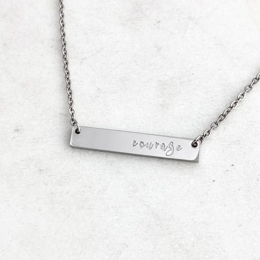 Courage, Hand Stamped Bar Affirmation Necklace Necklaces callistafaye   