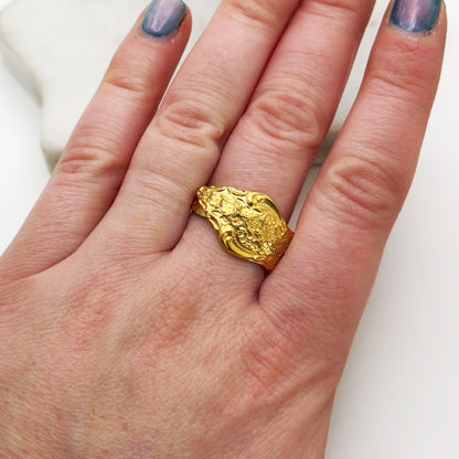 Tiny Golden Renaissance 1971, Size 10, RARE Demi Spoon Ring, Vintage Spoon Ring Rings callistafaye