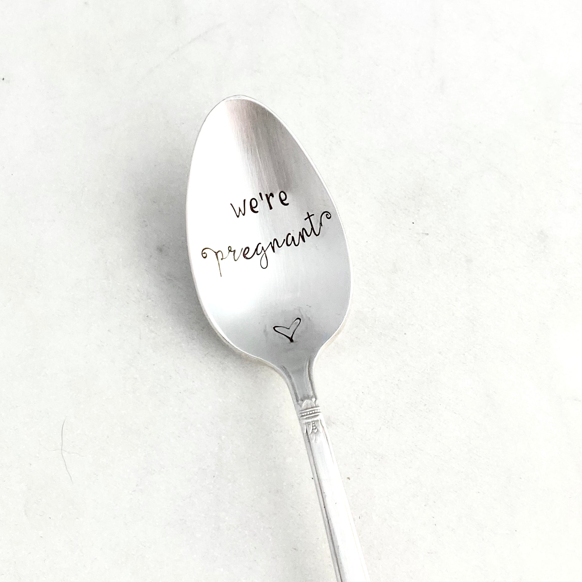 We’re Pregnant, Hand Stamped Vintage Spoon Spoons callistafaye   