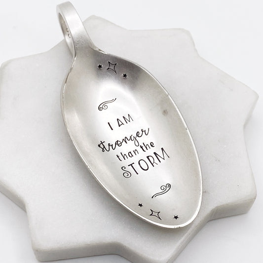 I am Stronger Than the Storm, Trinket Dish, Vintage Spoon Decor Trinket Dish callistafaye   