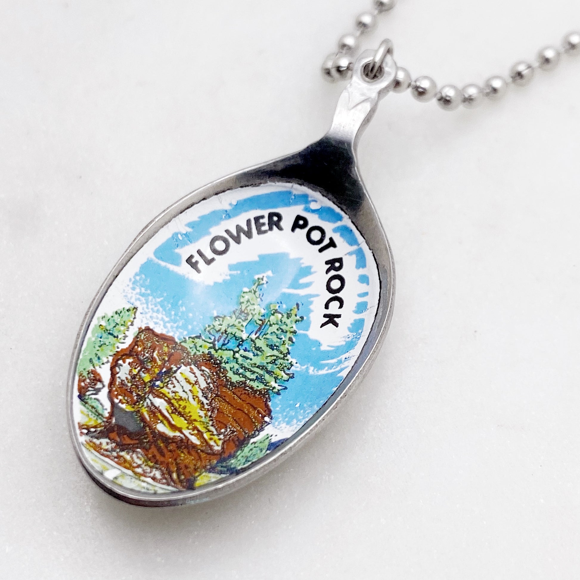 Flower Pot Rock Pendant, New Brunswick Provincial Jewelry, Reclaimed Collector's Spoon Necklace, Vintage Souvenir Spoon Jewelry Necklaces callistafaye   