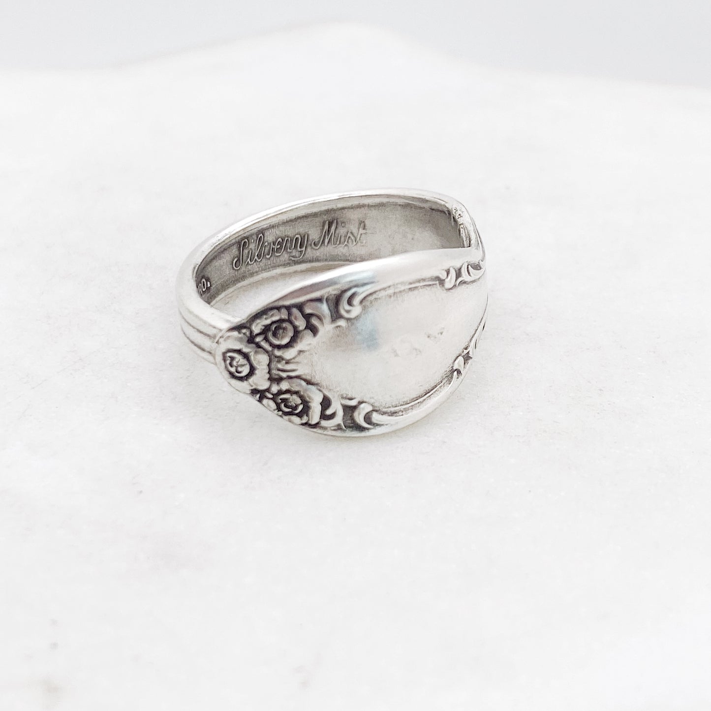 Tiny Silvery Mist 1955, Custom Size, Demi Spoon Ring, Vintage Spoon Ring Rings callistafaye