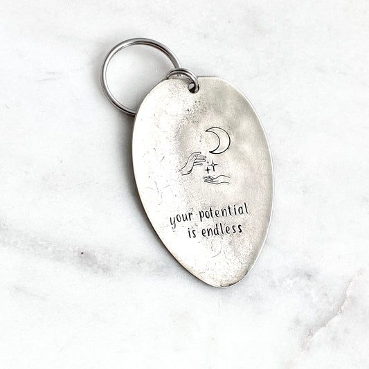 Your Potential is Endless, Hand Stamped Vintage Spoon Keychain Keychains callistafaye   