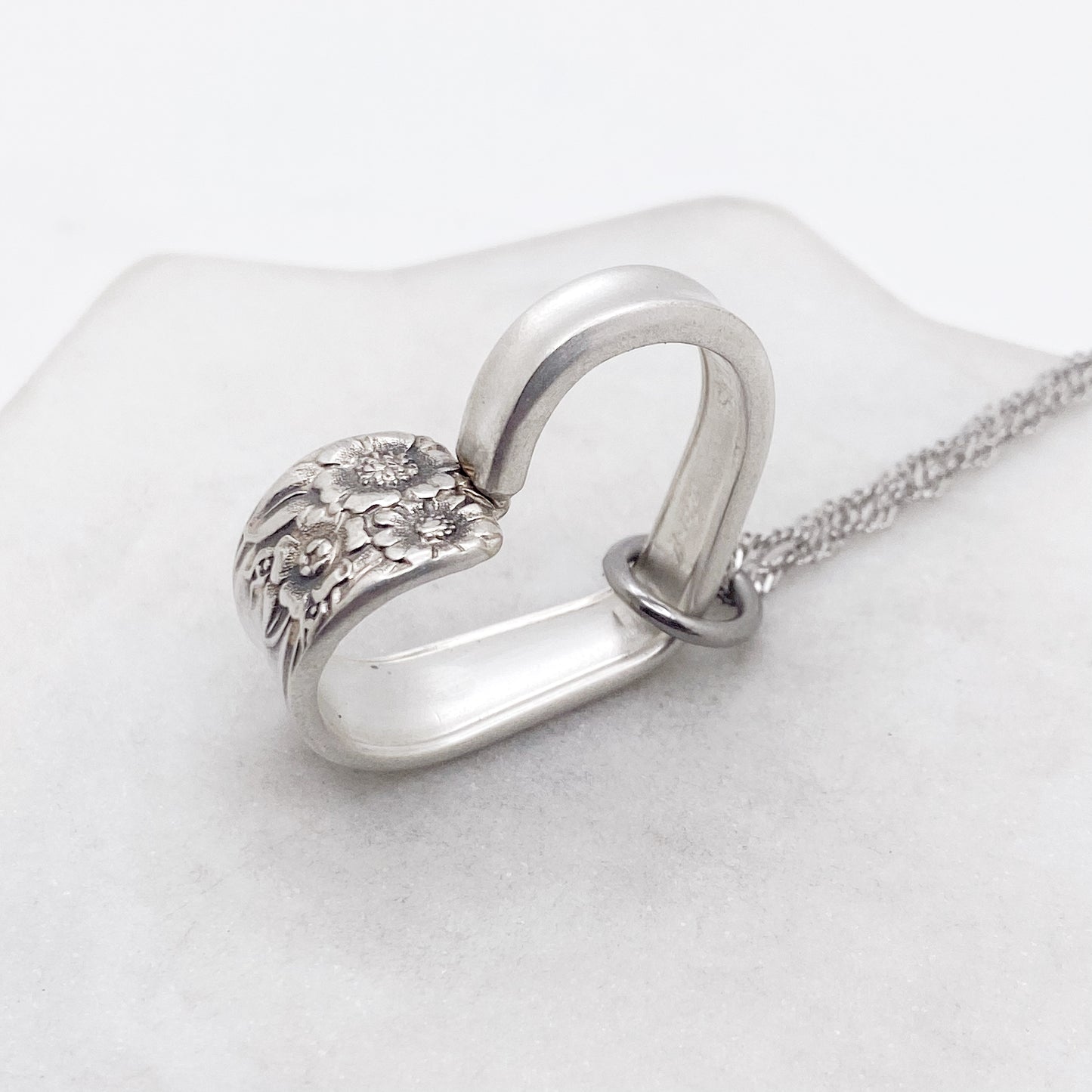 April 1950, RARE Small Floating Heart, Vintage Spoon Jewelry Hearts callistafaye