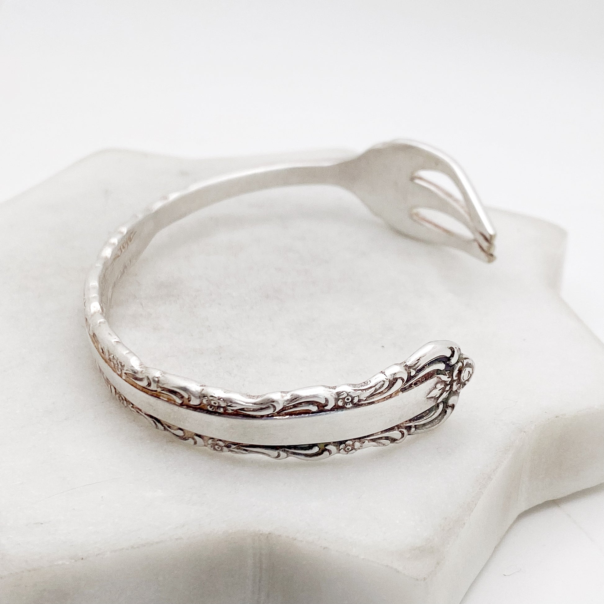 Bellfontaine 1973, RARE Cocktail Fork Cuff Bracelet, Hand Stamped Vintage Seafood Fork Bracelets callistafaye