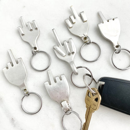 Middle Finger, Fork Mood Keychain, Hand Gesture Keychain, Vintage Silverware Keychain Keychains callistafaye   