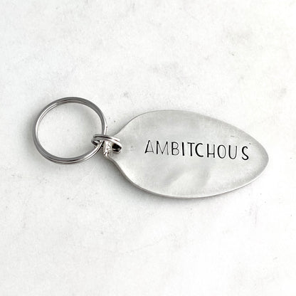 Ambitchous, Hand Stamped Vintage Spoon Keychain Keychains callistafaye   