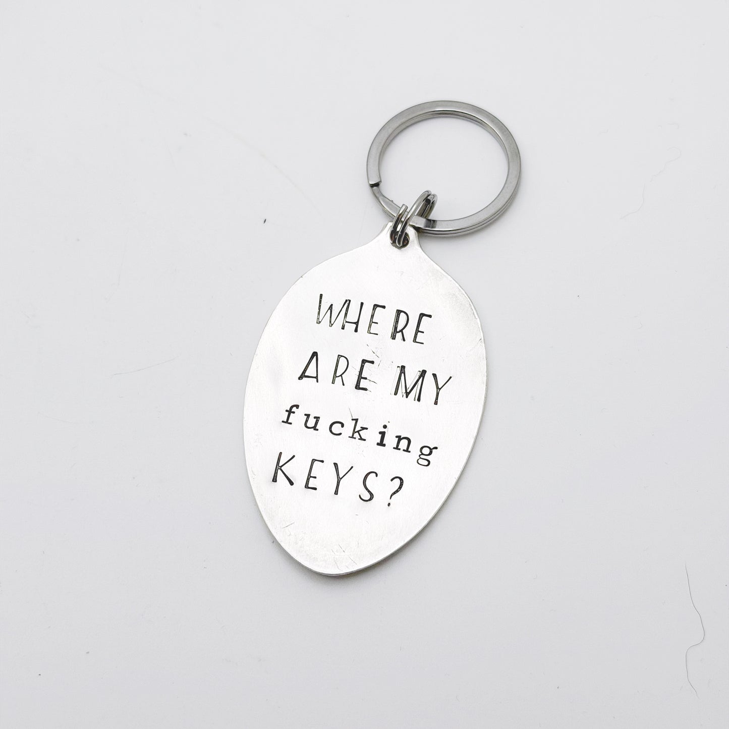 Where Are My Fucking Keys, Hand Stamped Vintage Spoon Keychain Keychains callistafaye