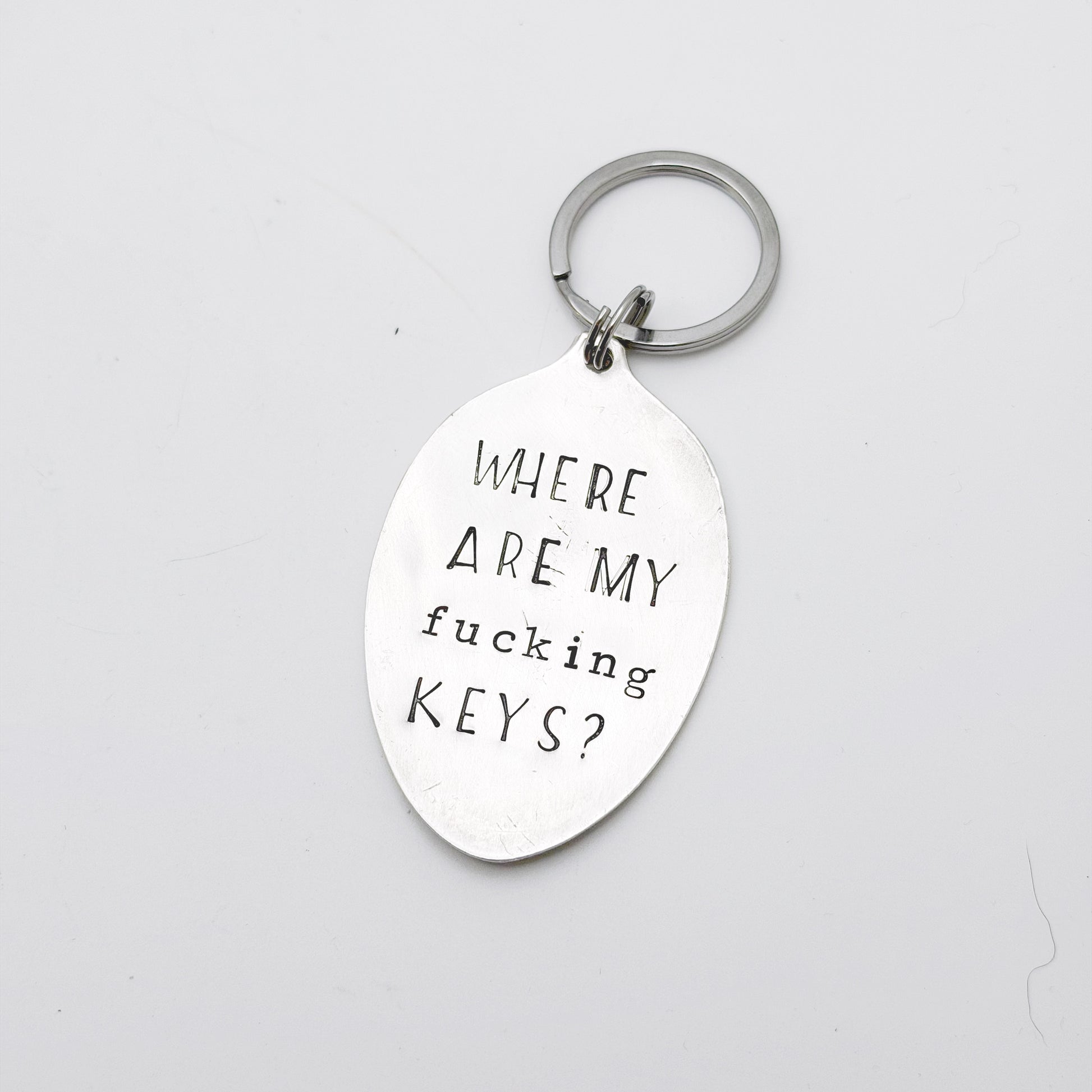 Where Are My Fucking Keys, Hand Stamped Vintage Spoon Keychain Keychains callistafaye