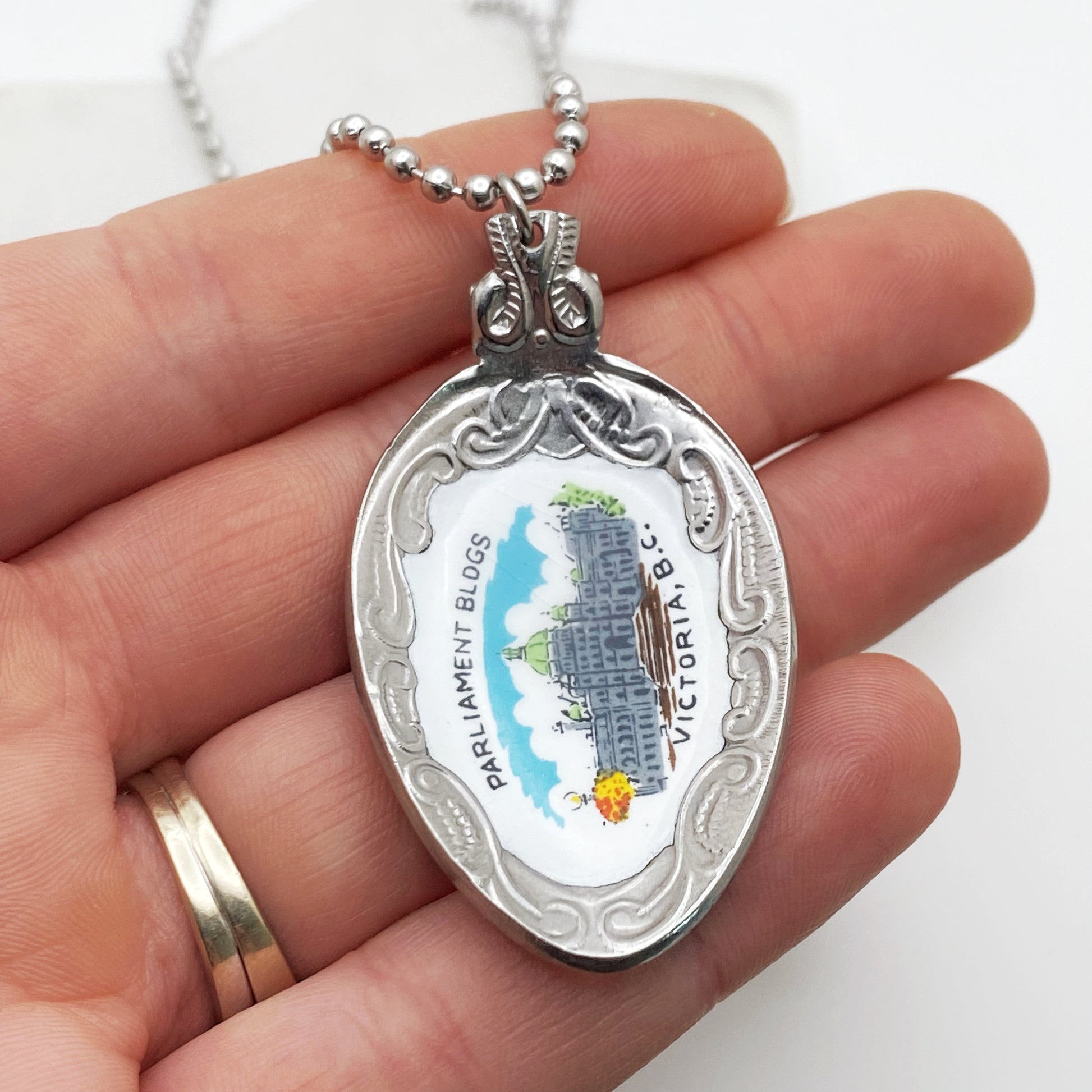 Victoria Pendant, British Columbia Provincial Jewelry, Reclaimed Collector's Spoon Necklace, Vintage Souvenir Spoon Jewelry Necklaces callistafaye   