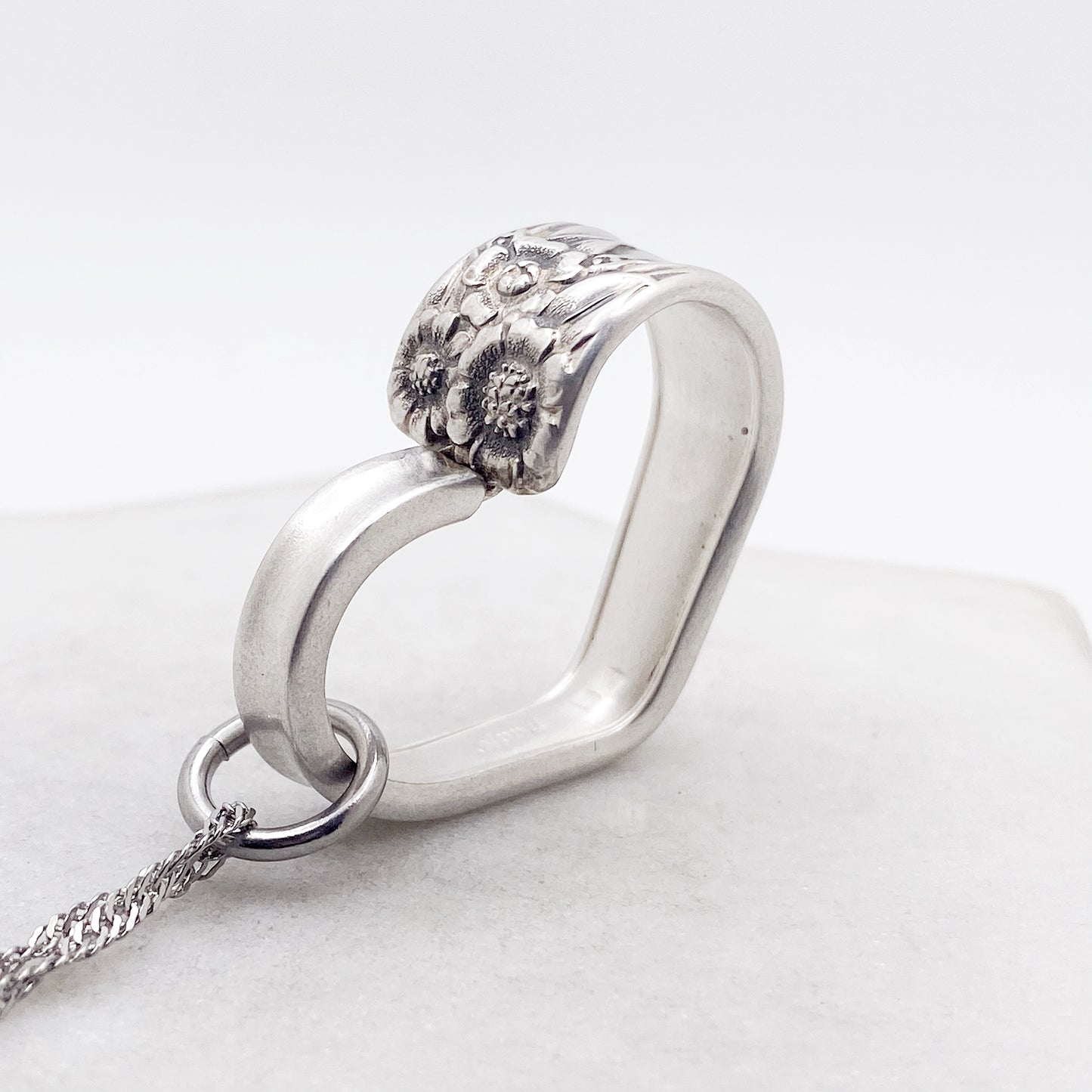 April 1950, RARE Small Floating Heart, Vintage Spoon Jewelry Hearts callistafaye