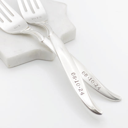 Mr & Mrs, Wedding Fork SET, Hand Stamped Vintage Fork Forks callistafaye   