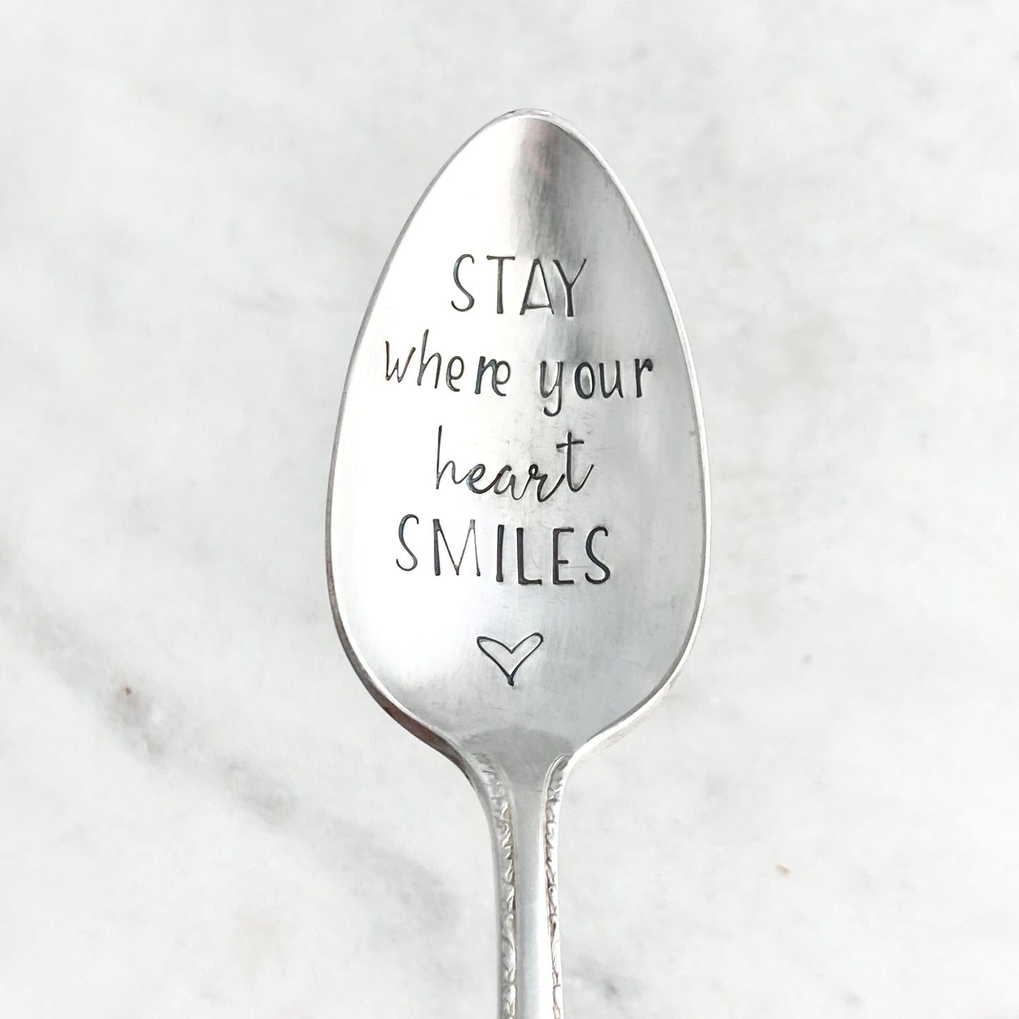 Stay Where Your Heart Smiles, Hand Stamped Vintage Spoon Spoons callistafaye   