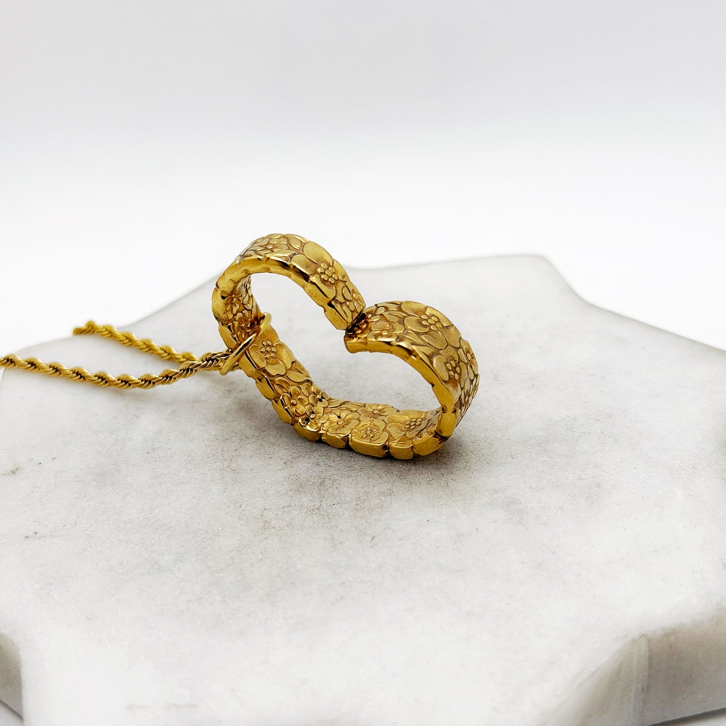 Golden Love Precious Flower 1970, ULTRA RARE Small Floating Heart, Vintage Spoon Jewelry Hearts callistafaye