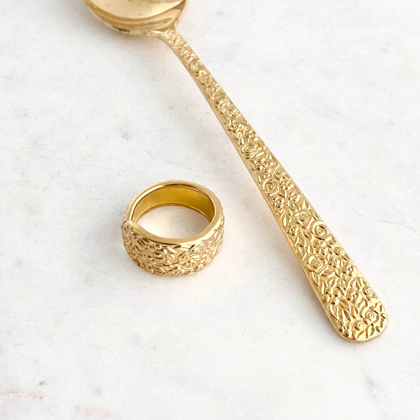 Golden Bouquet 1980, Custom Size Spoon Ring, Vintage Silverware Ring Rings callistafaye   