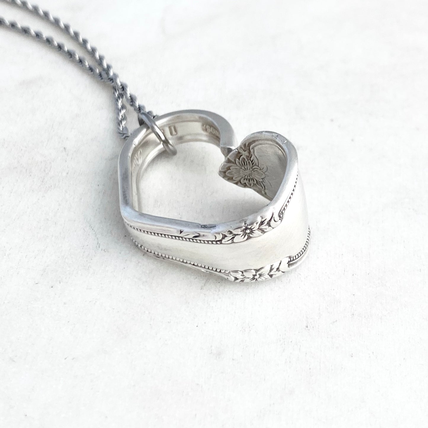 Remembrance 1948, Floating Heart, Vintage Spoon Jewelry, 75th Birthday Hearts callistafaye   