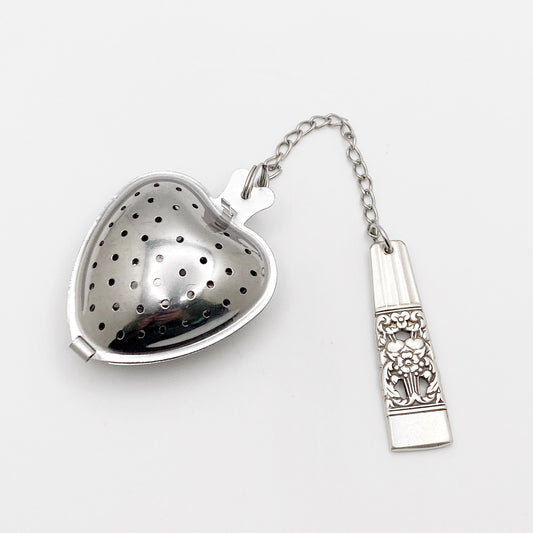 Coronation 1936 Tea Infuser, Loose Leaf Tea Steeper, Heart Shape Tea Diffuser with chain and Vintage Silverware Charm, Stainless Steel Tea Ball Strainer Tea Infuser callistafaye   